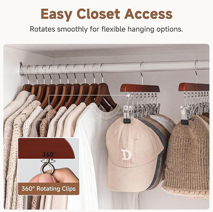 StorageWorks Hat Rack, Closet Organizer and Storage for Baseball Caps,Set of 2 with 10 Adjustable Stainless Steel Clips, Fits All Caps, Dark Cherry Color