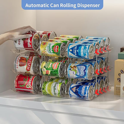 Jsyrjing Can Organizer for Pantry and 2 Pack Adjustable Width Soda Can Dispense for Refrigerator