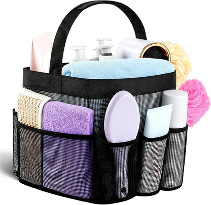 Attmu Mesh Shower Caddy Portable for College Dorm Room Camping Essentials, Shower Caddy Dorm with 9-Pockets, Large Capacity Hanging Basket Bathroom Bag for Toiletry, Swimming, Gym, Camp, Beach