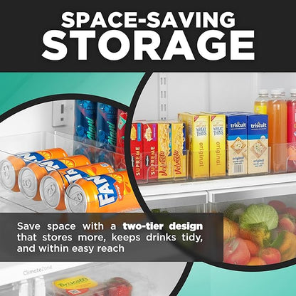 Oizeir Automatic Food Storage Organizer - Clear Pantry Organizer With Automatic Dispenser For Refrigerator - Drink & Food Holder For Fridge - Organizing Rack Kitchen & Pantry (Large) (1-Pack)