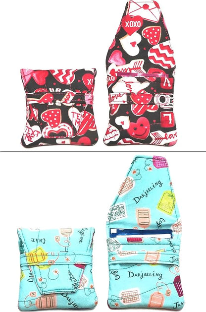 Small Teabag Shaped Tea Bag Wallet, Choice of More Than 12 Fabric Designs, Quilted, Handcrafted, Nothing Falls Out, Secure Hold: Choose from Tea Cups, Honey Bees, Macarons, To Go Cups and More