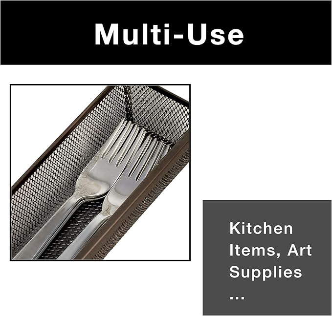 Smart Design Drawer Organizer - Steel Metal Mesh - Set of 6 (9 x 3 Inch, 6-Pack, Bronze)