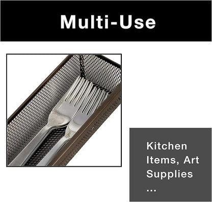 Smart Design Drawer Organizer - Steel Metal Mesh - Set of 6 (9 x 3 Inch, 6-Pack, Bronze)