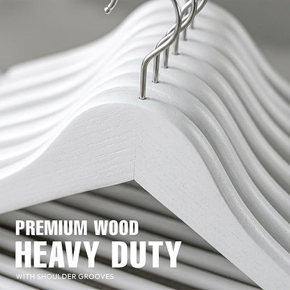 Utopia Home Premium Wooden Hangers 30 Pack - Durable & Slim Coat Hanger - Suit Hangers with 360-Degree Rotatable Hook - Wood Hangers with Shoulder Grooves (White Color)