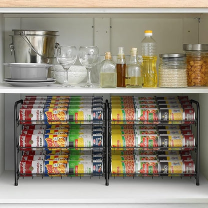 NANANARDOSO Can Organizer for Pantry, 3 Tier Can Dispenser Rack Holds up to 72 Cans, Can Storage Organizer Holder for Canned Food Storage Kitchen Cabinets or Pantry Shelf Countertop, Black
