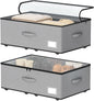 EE-RoomWorld Under Bed Storage with Wheels, No Assemble Required 12 inches height Under Bed Storage bins,Large capacity Rolling Underbed Shoe Storage containers，dorm underbed storage drawers