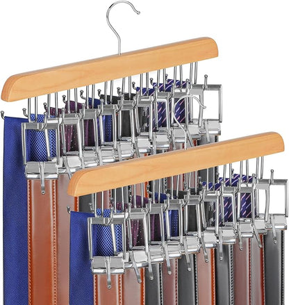 TOPIA HANGER 40 Hooks Belt Tie Hanger Space Saving for Closet, 2 IN 1 Belt Ties Racks Max 60 Belts with 60 Ties Capacity, Curved with Flat Hooks for Belts,Ties,Bras,Closet Organizers and Storage CT70N