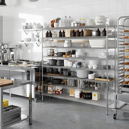 18" Deep x 72" Wide x 74" Height Wire Shelving Kit | 8-Tier | NSF Commercial Storage Rack Unit
