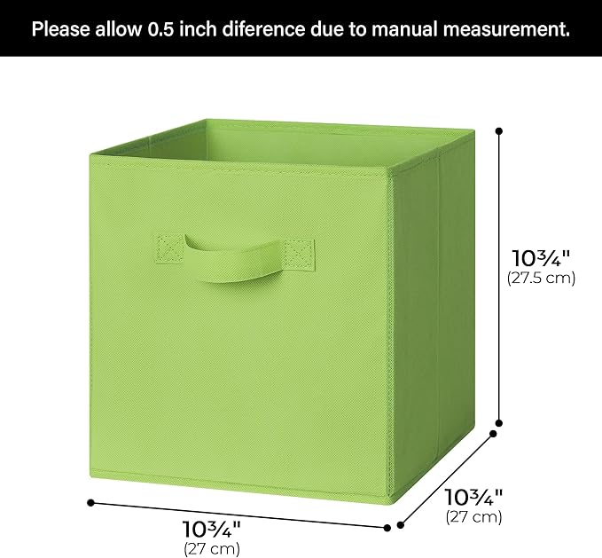 GRANNY SAYS Cube Storage Bins, 11 Inch 6 Pack Cube Storage Organizer, Foldable Fabric Storage Bins with Handle, Storage Baskets for Shelves, Closet, Light Green