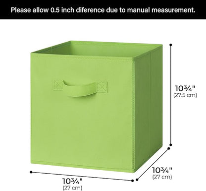 GRANNY SAYS Cube Storage Bins, 11 Inch 6 Pack Cube Storage Organizer, Foldable Fabric Storage Bins with Handle, Storage Baskets for Shelves, Closet, Light Green