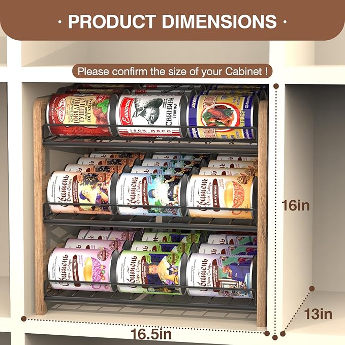 DGWJSU Can Organizer for Pantry 3-Tier, Can Storage Organizer Pantry, Soda Can Organizer, Holds up to 36 Cans Holders for Pantry, Cabinet, Countertop, Carbonized Brown