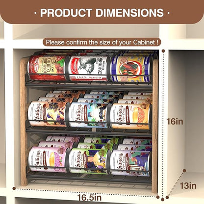 DGWJSU Can Organizer for Pantry 3-Tier, Can Storage Organizer Pantry, Soda Can Organizer, Holds up to 36 Cans Holders for Pantry, Cabinet, Countertop, Carbonized Brown