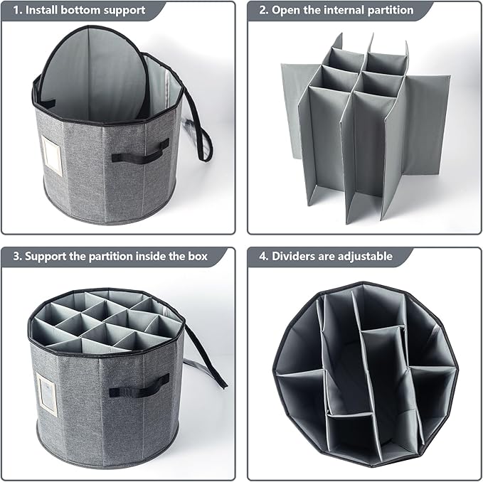 Shoe Storage Box for Women – 15.7" x 13" Grey Round Cylindrical Boot Organizer with Clear Lid, Foldable Closet Shoe Box with Adjustable Dividers, Space-Saving Design Fits Heels, Sneakers & Ankle Boots