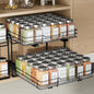 BOIVSHI 2-Tier Pull Out Spice Rack, Spice Rack Organizer, Pull Out Spice Racks for Inside Cabinets, Height Adjustable Heavy Duty Metal Basket for Inside Cabinet & Pantry (13.5''Wx10.5''Dx9.5''H)