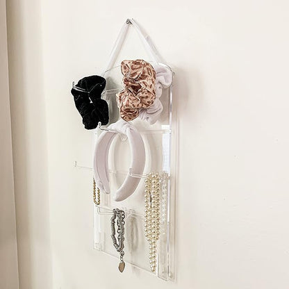 FROG SAC Jewelry Organizer, Clear Acrylic Bracelet and Necklace Holder, Headband Storage Organization, Hair Scrunchie Stand for Room, Wall Mounted Hanging Organizers, Bedroom Vanity Ring Display