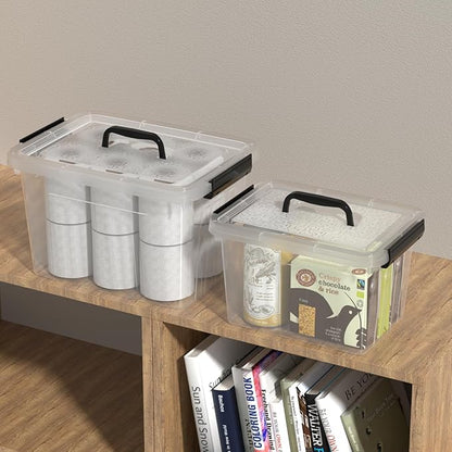 Kiddream 2-Pack Clear Storage Tote Boxes, Plastic Latch Container Bins with Handles, 10 Liter & 6 Liters