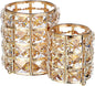 Hipiwe Makeup Brush Holder Gold Bling Crystal Makeup Brush Organizer Round Remote Control Holder Cosmetic Brush Tools Comb Pen Pencil Storage Pot Cup for Vanity, Office, Home Decor, 2-Slot