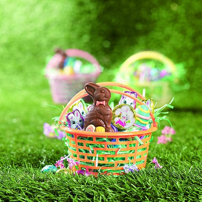 Fun Express Easter Baskets Bulk Set of 12 - Small Colorful Plastic Round Baskets for Easter Egg Hunts, Party Favors & Classroom Activities | Mini Pastel Buckets for Kids - Basket Size