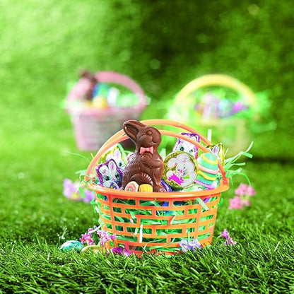 Fun Express Easter Baskets Bulk Set of 12 - Small Colorful Plastic Round Baskets for Easter Egg Hunts, Party Favors & Classroom Activities | Mini Pastel Buckets for Kids - Basket Size