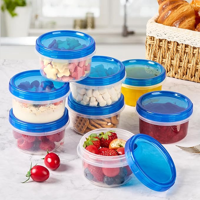 Soelomu 8 oz Freezer Storage Containers with Twist Top Lids, 10 Pack Reusable Meal Prep Containers Plastic Stackable Leakproof Food Storage Containers for Soup, Sauce, Salad, Leftover, Oats
