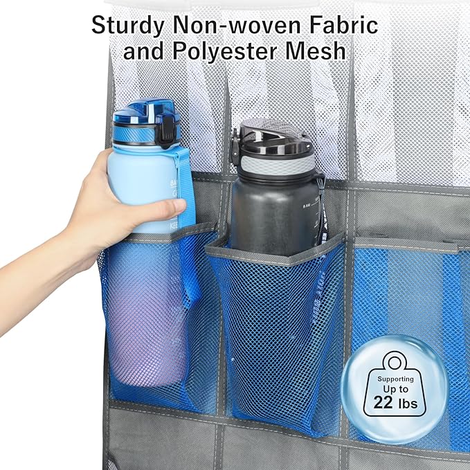 F-color 16-Pocket Hanging Organizer - Over the Door Shoe Organizer, Cruise Essentials for Cabin & RV, Breathable Mesh Storage Pockets, Space Saving Hanging Storage Holder with 4 Sturdy Metal Hooks