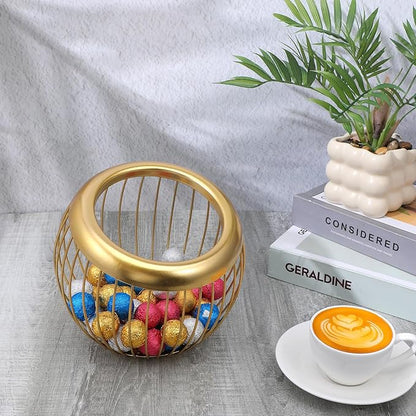 Molain Large Capacity Coffee Pod Holders Basket, Metal Espresso Pod Holder, Coffee Bar Organizer for Counter, Kcup Storage Bar Accessories (Gold)