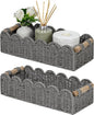 CubesLand Bathroom Basket Organizer, Toilet Tank Paper Storage Baskets 2-Pack, Scalloped Decorative Basket for Countertop w/Handle, Wicker Basket for Bathroom Decor, Home Decor, Living Room, Grey