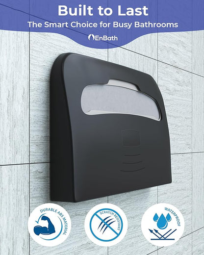 Commercial Toilet Seat Cover Dispenser Wall Mount (2-Pack), Black Half-Fold Toilet Seat Cover Holder for Bathroom/Restroom