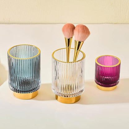 Makeup Brush Holder Organizer,Toothbrush Holders,Desk Pen Pencil Holder,Multifunctional Vintage Glass Brush Cup(A3-31-US)