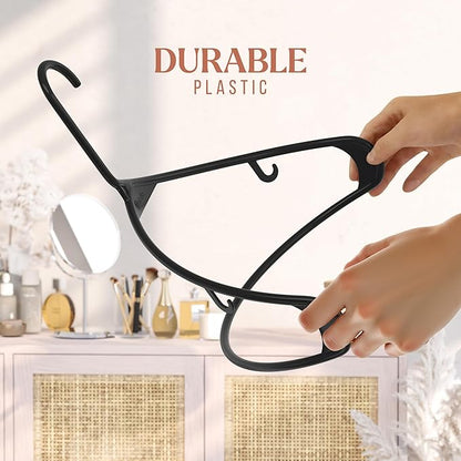 Plastic Hangers 50 Pack Black - Clothes Hangers - Makes The Perfect Coat Hanger and General Space Saving Hangers for Closet and New Apartment Essentials - Percheros Ganchos para Colgar Ropa Hangars