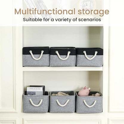 Storage Baskets for Shelves 13.8x9.8x6.7 Inch, Foldable Fabric Storage Bins with Handles, Small Storage Baskets for Organizing Closet, Office, Home Organization (6-Pack, Gray)