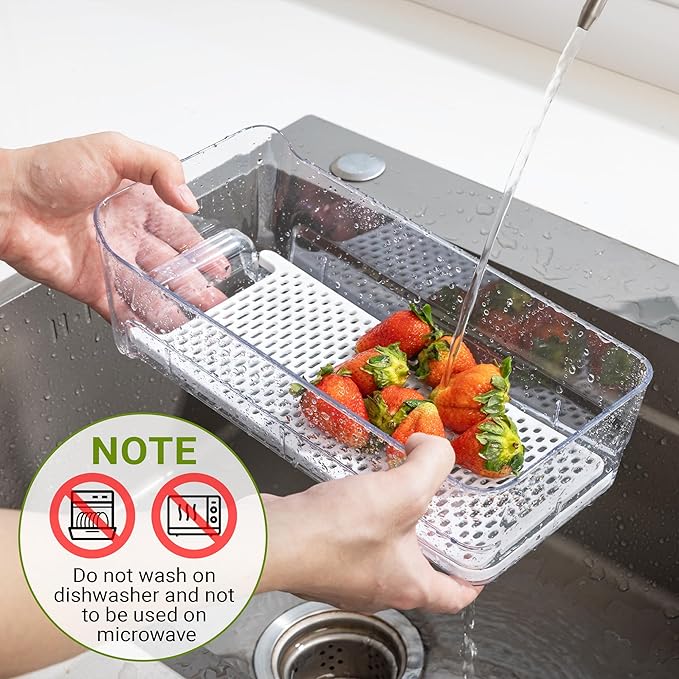 Imncya 6 Pack Stackable Pull-Out Fridge Organizer Drawers, Clear Refrigerator Drawer with Lids, Fridge Stackable Storage Drawers for Veggies, Fruits, Food Storage and Organizer