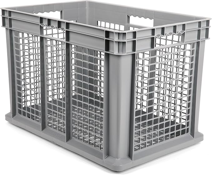 Hudson Exchange 24 x 16 x 16" Mesh Straight Wall Handled Storage Container Tote, Gray