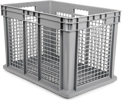 Hudson Exchange 24 x 16 x 16" Mesh Straight Wall Handled Storage Container Tote, Gray