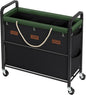 Tajsoon 148L Large Laundry Sorter 3 Section, Laundry Hamper with Heavy Duty Lockable Wheels, Rolling Laundry Basket with Super Sturdy Metal Frame and Handle, Removable Bags & Leather Patchwork, Black