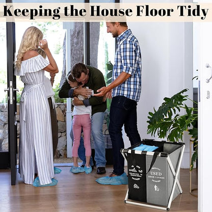 Natheeph Foldable Shoe Covers Disposable Box, Disposable Shoe Cover Dispenser Box with Please Remove Your Shoes Sign Covers for Open House Supplies Real Estate Agent Supplies with 10 Covers