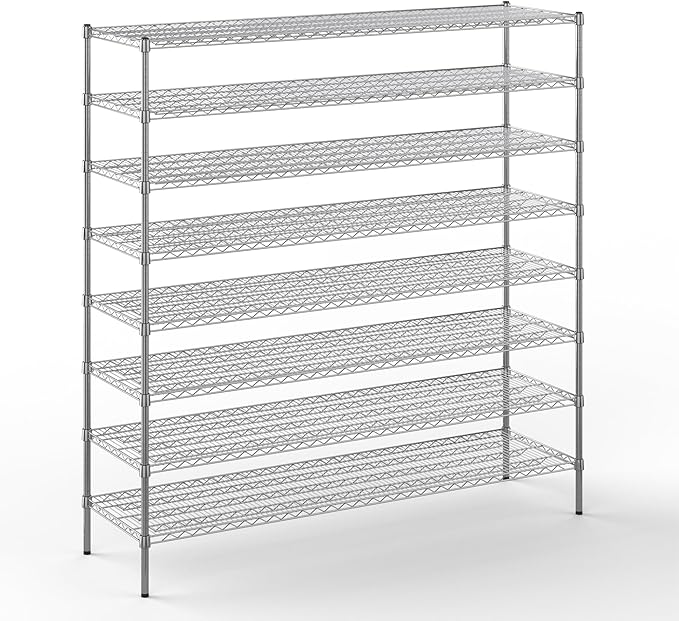 21" Deep x 72" Wide x 74" Height Wire Shelving Kit | 8-Tier | NSF Commercial Storage Rack Unit
