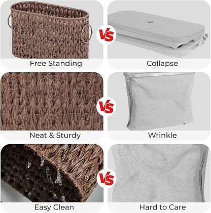 GRANNY SAYS Toilet Paper Storage, Toilet Paper Basket for Bathroom, 6 Mega Rolls Holder with Storage, Waterproof Bathroom Storage Baskets, Brown