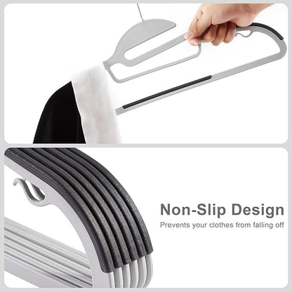 VECELO 50 Pack Coat Hangers, Premium Quality Plastic Suit Clothes Hanger, Non-Slip, Heavy-Duty, S-Shaped Opening, 360º Swivel Hook, Space-Saving for Bedroom Closet