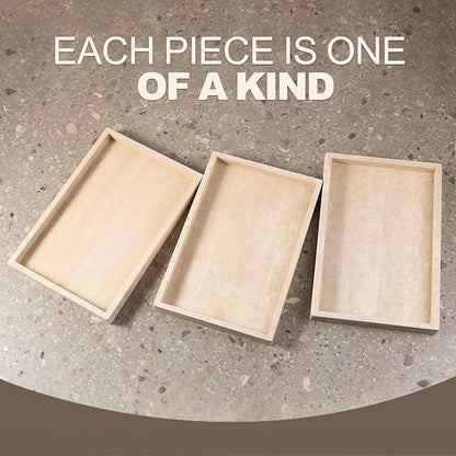 Koville Natural Travertine Tray, Coffee Table Vanity/Decorative Tray for Jewerly, Watch, Perfume Candle Storage for Bedroom/Bathroom/Kitchen Countertop