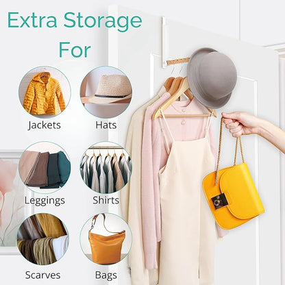 TERRA HOME Over The Door Coat Rack - Portable Foldable Laundry Hanger Dryer Rack - Ideal for Travel and Laundry Needs - Convenient Over The Door Hanger for Clothes and Laundry - 1PCS (White)