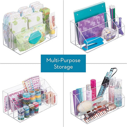iDesign 5-Section Makeup Organizer - Countertop Organizer for Cosmetics - Set of 2 - Clear