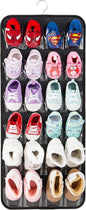 PACMAXI Over The Door Shoes Organizer for 12 Pairs of Baby Shoes Boys Girl, Hanging Baby Sole Shoe Organizer with Hanger(Felt Material-Black)