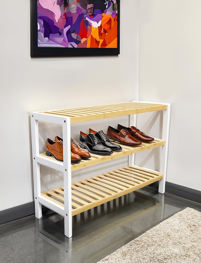 RoyalHouse Bamboo Shoe Rack, 3-Tier Shoe Organizer, Perfect Free Standing Shoe Rack for Living Room, Closet, Entryway, Bedroom
