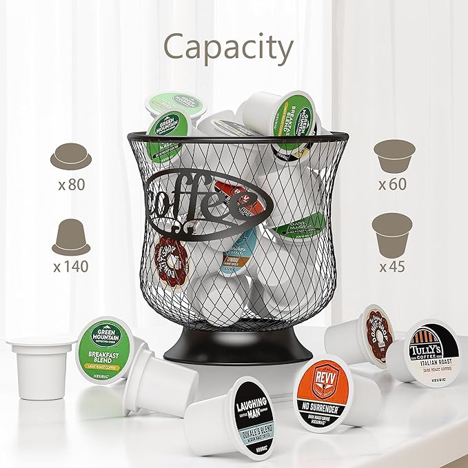 ITHSKUILL Coffee Pod Holder, Large K Cup Organizer, Large Capacity K Cup Storage for Keuring Espresso Capsule Coffee Creamer, Easy to Refill and Organize for Cafe Bar, Coffee Bar Decor