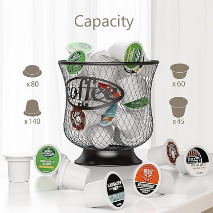 ITHSKUILL Coffee Pod Holder, Large K Cup Organizer, Large Capacity K Cup Storage for Keuring Espresso Capsule Coffee Creamer, Easy to Refill and Organize for Cafe Bar, Coffee Bar Decor