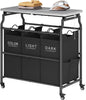 Hoctieon 3 Section Laundry Sorter Cart with Ironing Board, Laundry Hamper with Shelf and Rolling Wheels, Heavy Duty Laundry Basket Organizer, Large Clothes Separator Hamper with Removable Bags, Black