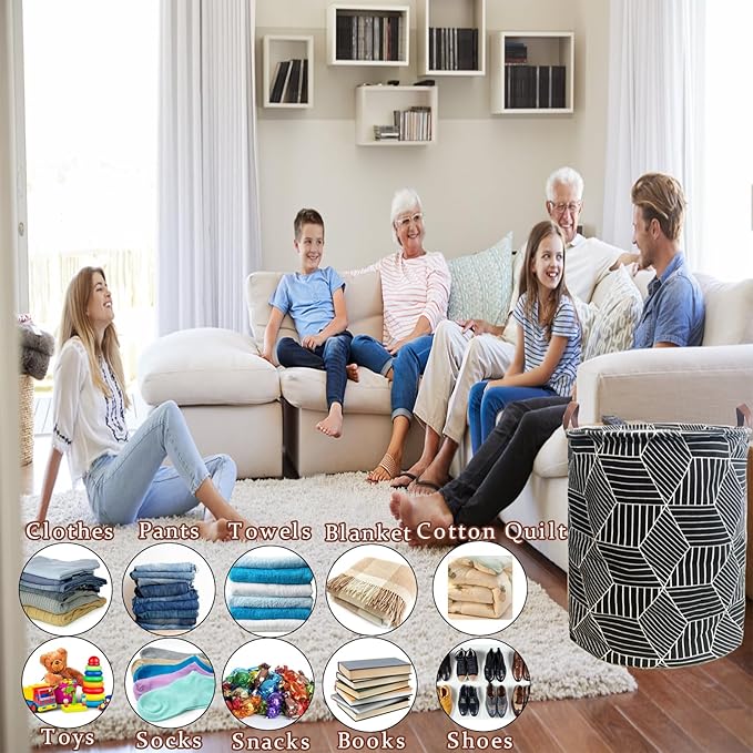 Waterproof Laundry Hamper Collapsible Laundry Basket Leather Handle Laundry Bag Large Clothes Storage Toy Organization for Bathroom Bedroom Laundryroom College Dorms (92-Satisfied laundry hampers)