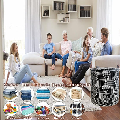 Waterproof Laundry Hamper Collapsible Laundry Basket Leather Handle Laundry Bag Large Clothes Storage Toy Organization for Bathroom Bedroom Laundryroom College Dorms (92-Satisfied laundry hampers)