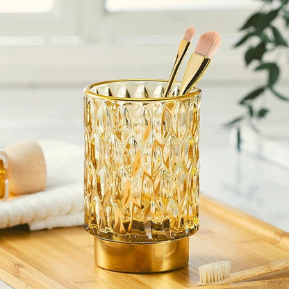 Makeup Brush Holder Organizer,Toothbrush Holders,Desk Pen Pencil Holder,Multifunctional Vintage Glass Brush Cup（A39-2-US）